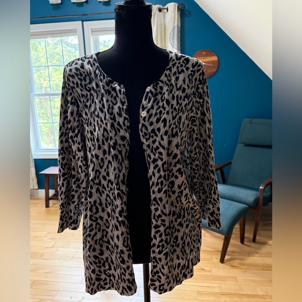 CJ Banks Leopard Print Cardigan Size 1X